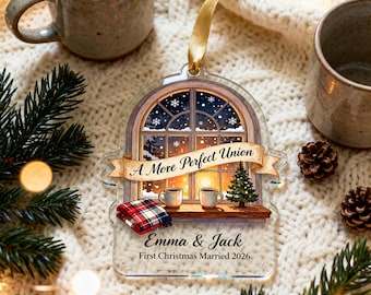 A More Perfect Union First Christmas Married Ornament 2026, Personalized Newlywed Home Acrylic Keepsake