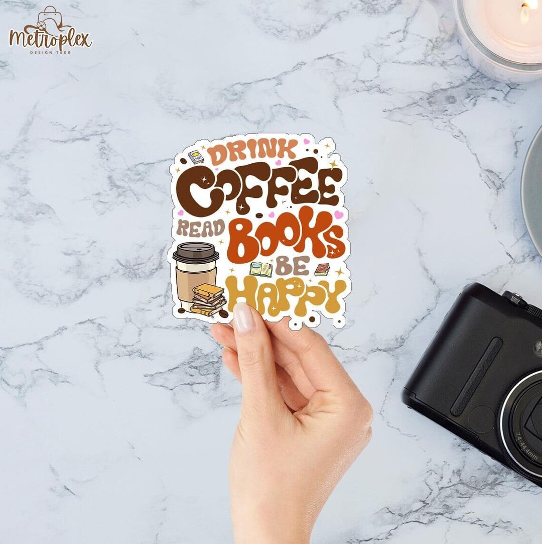Coffee Books Happy Sticker: Laptop Decal for Book Lovers - Etsy UK