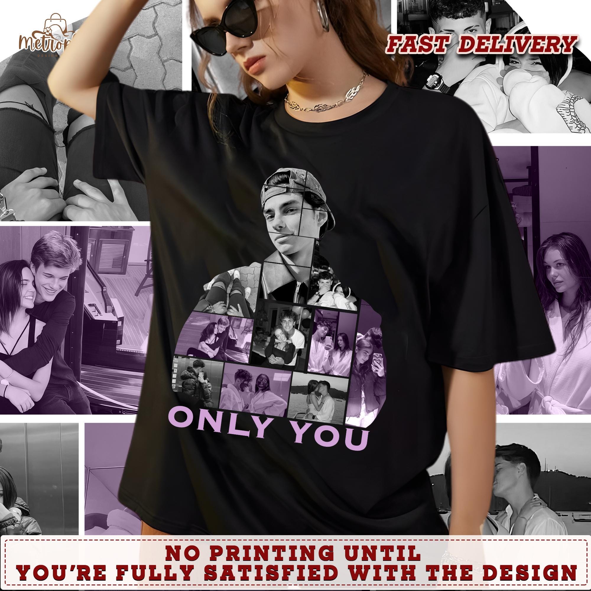 Custom Photo T-Shirt for Girlfriend, I Love My Girlfriend Gift, Personalized Tee with Collage Design