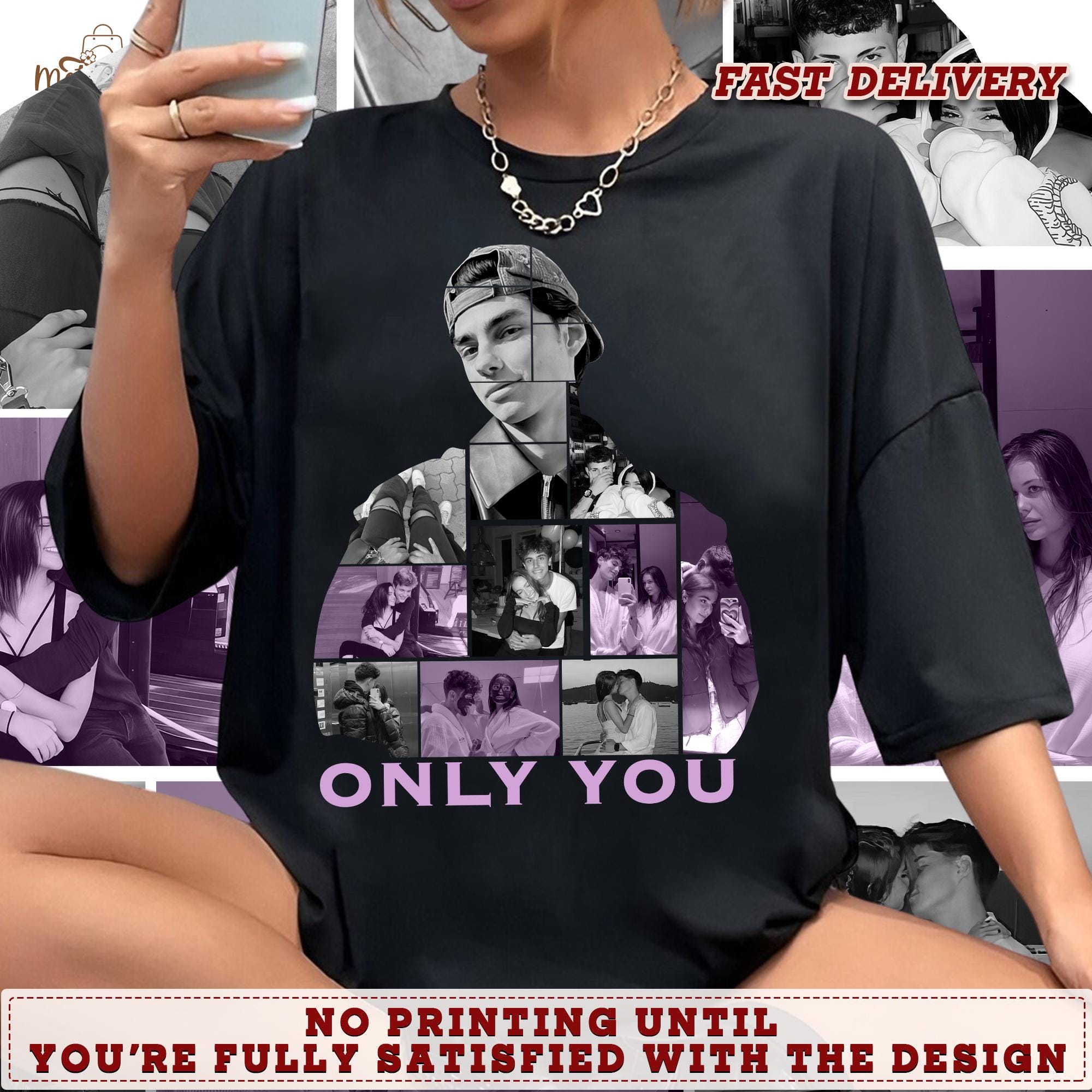 Custom Photo T-Shirt for Girlfriend, I Love My Girlfriend Gift, Personalized Tee with Collage Design