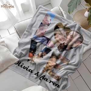 Personalized Blanket for Girlfriend, Couple Custom Photo Blanket, Unique Christmas Present for Boyfriend