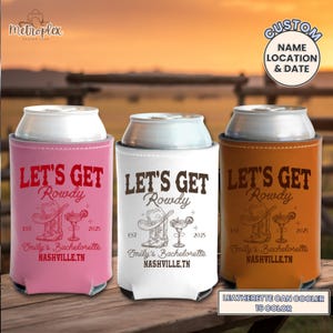Personalized Cowgirl Bachelorette Can Coolers, Custom Lets Get Rowdy Bachelorette Party Favor, Western Bridal Shower Gifts