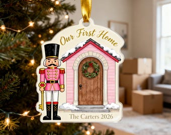 First Home Nutcracker Christmas Ornament, Personalized New Home Gift Acrylic Keepsake 2026