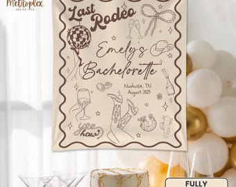 Last Rodeo Bachelorette Tapestry Banner: Disco Cowgirl Party Decor
