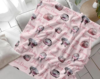 Funny Hippo Baby Blanket: 'I Love Moo Deng' Fan Gift