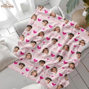 Custom Face Blanket, Couple Custom Blanke with Pictures, Personalized Blanket for Couple, Christmas Present for Him