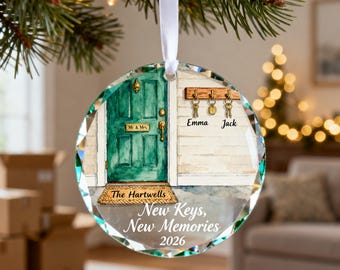 New Keys New Memories Ornament, Newlywed First Home Christmas Ornament 2026, Personalized Mr and Mrs Glass Housewarming Gift