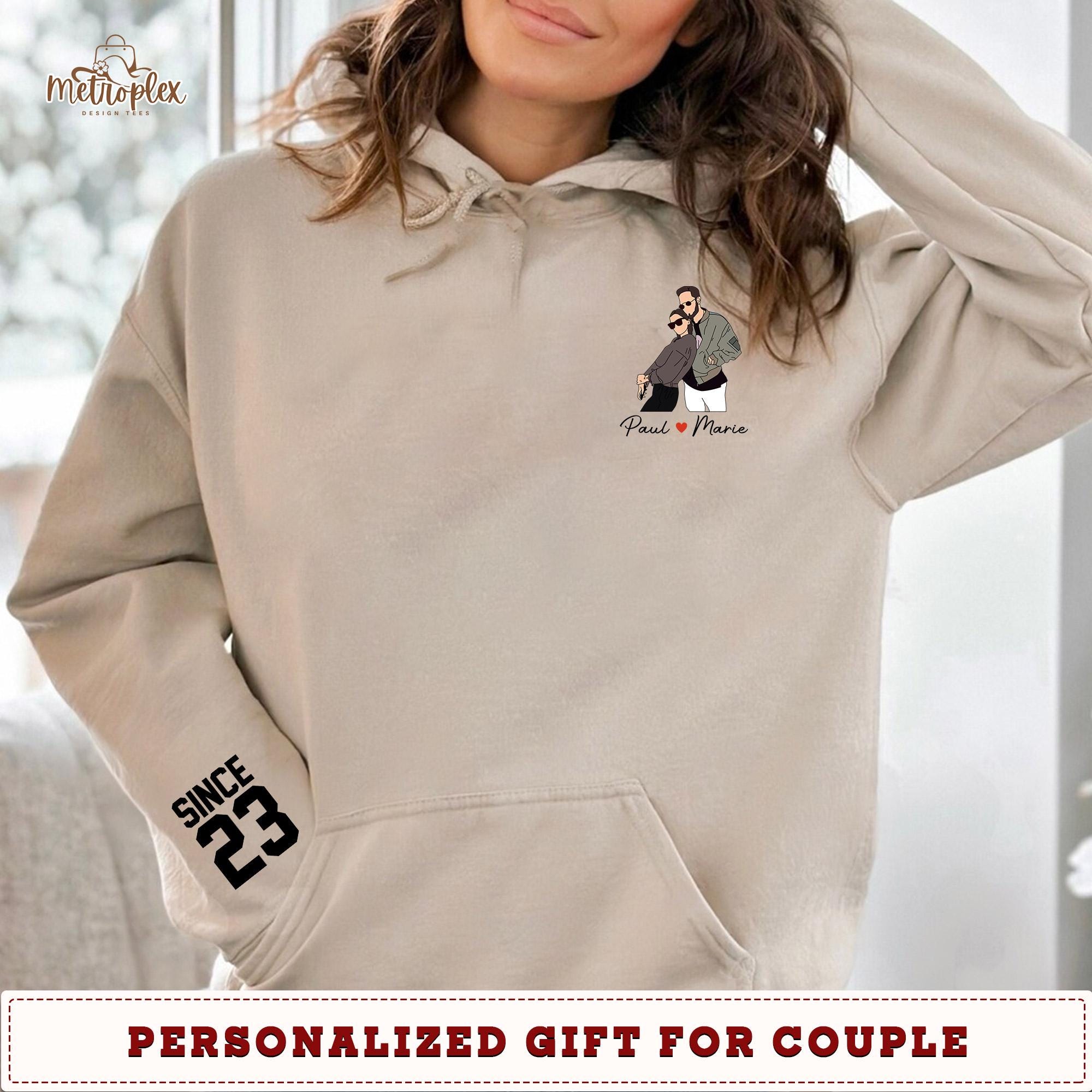 Halloween Personalized Girlfriend Shirt, Custom Couple Portrait Tee, Minimal Photo Drawing, Spooky Christmas Gift