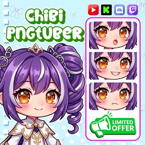 Avatar tube PNG personnalisé | Custom Chibi PNGTuber Commission | Modèle de diffusion en continu PNG | Cadeau Kawaii VTuber image 4