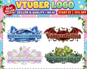 Vtuber Logo personalisiert | Logobranding | süßes Logo | Logo für Streamer | Logotext | gesticktes Branding | Logo-Design