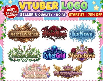 Benutzerdefiniertes süßes Logo | Kawaii-Logo | Logo-Datenstrom | vtuber Branding | Objekt vtuber | Logo animiert | PNGtuber Logo | Logo Wunsch