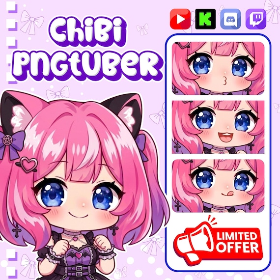 CUSTOM PNGTuber Avatar | Custom Chibi PNGTuber Commission | Streaming Model PNG | Kawaii VTuber Gift