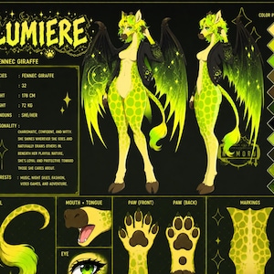 Furry Reference Sheet | Fennec Giraffe Anthro Character Design (Digital Art)