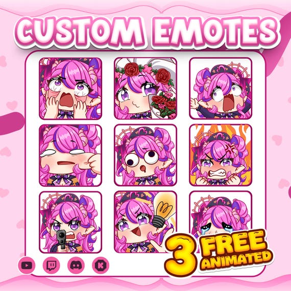 Custom discord emotes | animated emotes | emotes stream | twitch emotes | cute emotes | custom emotes | emotes chibi | emotes