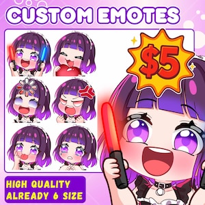 Emote Twitch Premium personalizzate di alta qualità / Emoji Twitch per streamer / YouTube, Twitch, Discord / Stile anime Chibi carino