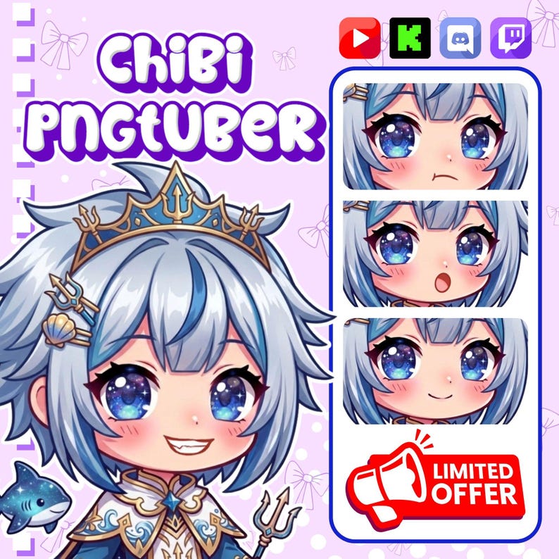 Avatar tube PNG personnalisé | Custom Chibi PNGTuber Commission | Modèle de diffusion en continu PNG | Cadeau Kawaii VTuber image 6