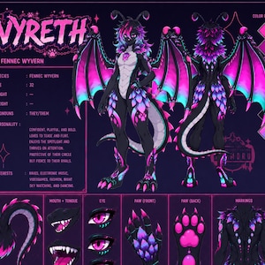 Custom Furry Reference Sheet | Fursona Ref Sheet | Anthro Character Commission