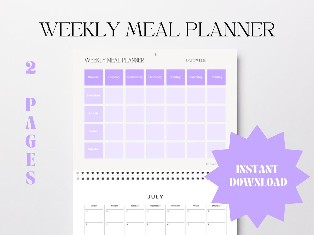 Printable Weekly Meal Planner - Etsy
