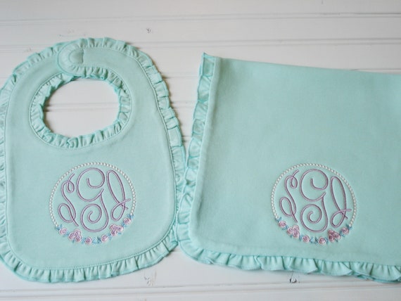 monogrammed baby bibs and burp cloths