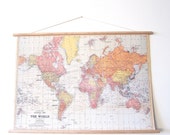 DIY Backing - Push Pin World Travel Hanging Map Kit - Wanderlust Explorer Anniversary Wedding Gift