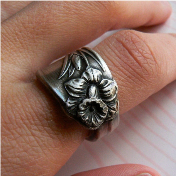Daffodil, Antique Silver Spoon Ring