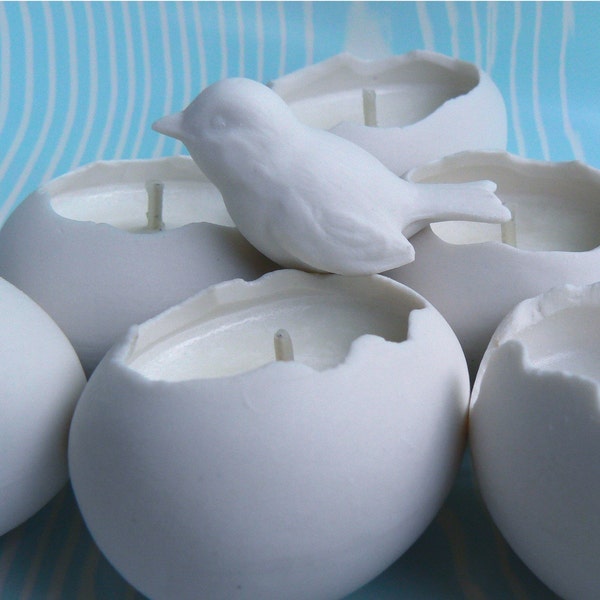 Translucent Porcelain Egg, Votive Soy Candles