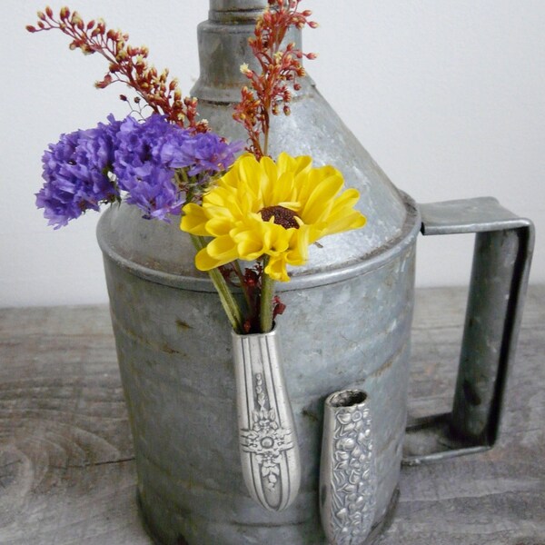 Magnetic Silverware Bud Vase, Upcycled Silver Knife Handles, Set of 2, Lot 1