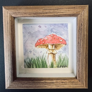 Original Mini Watercolour x Ink painting - Mushroom