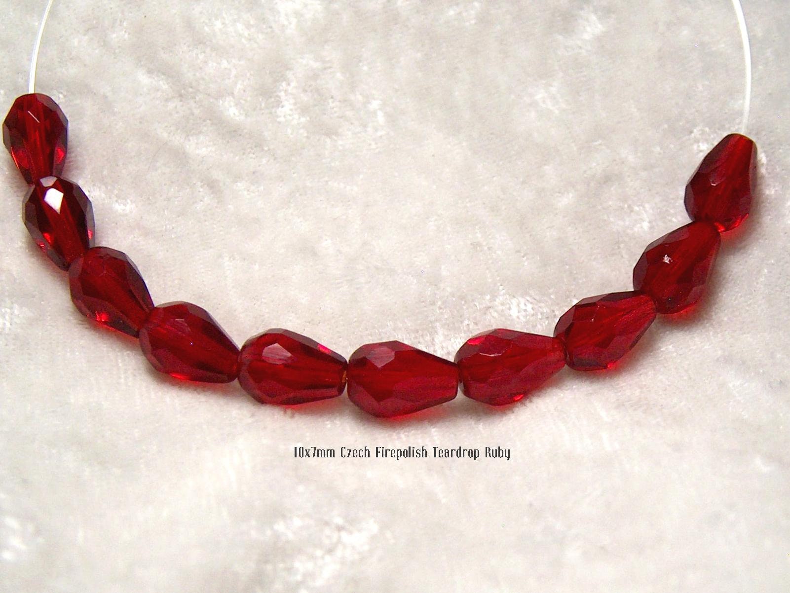 12x8mm Teardrop Crystal Beads GOLD Kissed RED-BD1668-STRAND