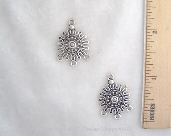 Drop Antique Silver Pewter 3 loops PKG/2