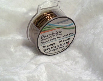 20 Gauge VINTAGE BRONZE silver plated wire Round Tarnish resistant Parawire