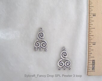 Fancy Spiral Earring charm 3 loops PKG/2