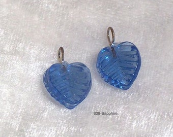 Glass Leaf Bead Set of 2 beads with loop