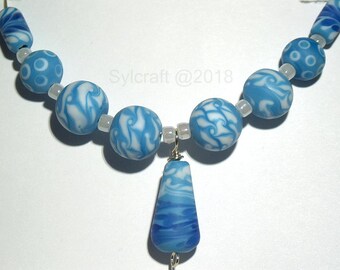 Carribean Blues Lampwork glass bead set | Pendant bead | Acid Etched