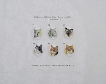 Cats Cameos 6 styles flat back Cameo