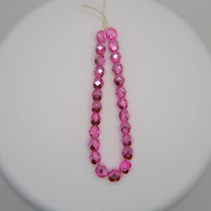 Facted Czech Fire polish glass beads | Hot Pink Metallic finish glass beads 6mm