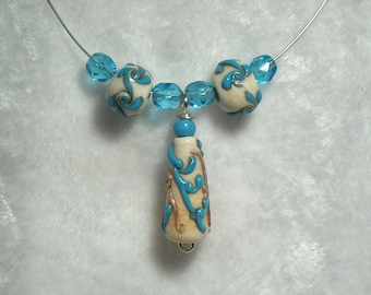 Sand and Sea Handmade lampwork glass beads set
