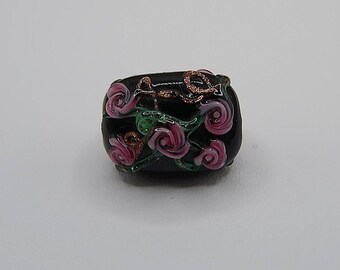 Rose Pillow Bead Handmade Lampwork glass beads FOCAL FLORAL