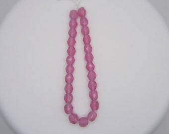 Facted Czech Fire polish glass beads | Milky Pink glass beads 6mm