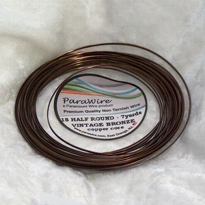 18 Gauge Half Round VINTAGE BRONZE silver plated wire Tarnish resistant Parawire