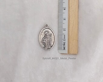 Silver Pewter Religious Medal