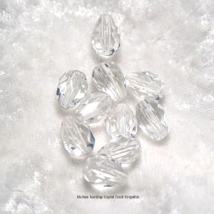 10x7mm Facted Teardrop Czech Fire polish glass beads | Crystal Clear
