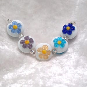 Multicolor Floral lentils Handmade Lampwork glass bead set