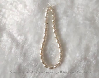 7x5mm White Glass Pearl Pear beads, pearl teardrop beads