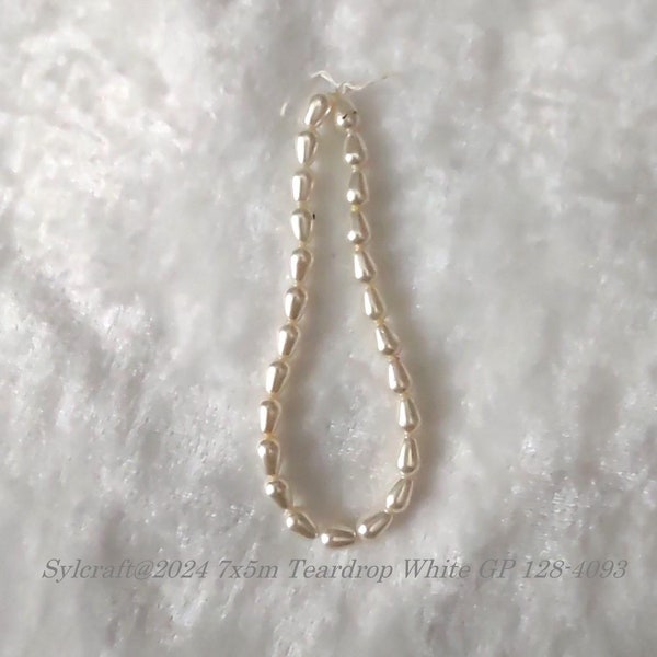 7x5mm White Glass Pearl Pear beads, pearl teardrop beads