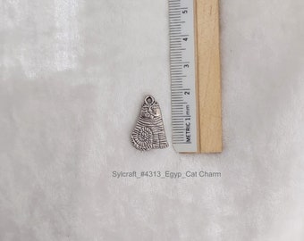 Egyptian Kitty Cat Charm Sitting kitty Silver Tone Pewter