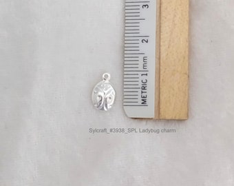 LADYBUG Charm tiny lady bugs  Silver Plated Package of 10