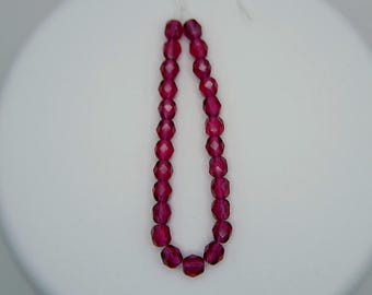 Facted Czech Fire polish glass beads Hot Pink Metallic finish glass beads 6mm