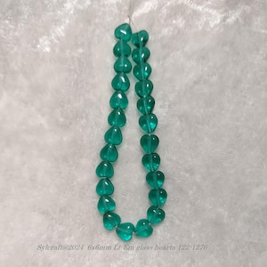 6x6mm Light Emerald green Glass Hearts | Transparent green heart beads