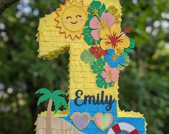 Piñata na plaży numer jeden: Tropikalne słońce, gra urodzinowa z palmami